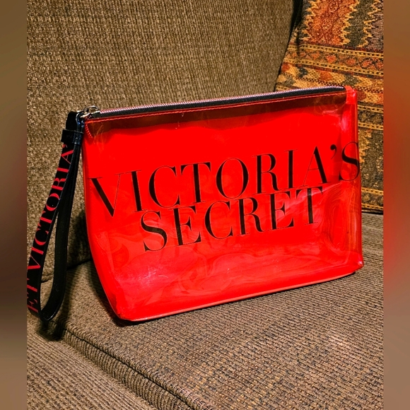Victoria's Secret Handbags - Victoria's Secret Red See Through Beauty Pouch Makeup Bag EUC